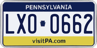 PA license plate LXO0662
