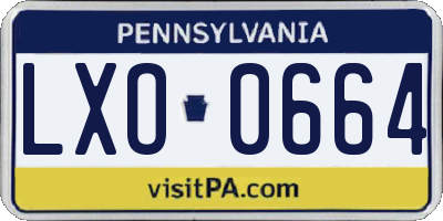 PA license plate LXO0664