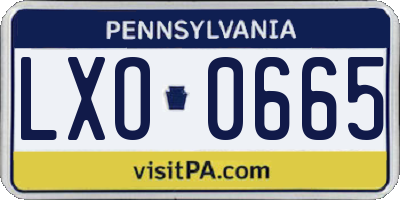 PA license plate LXO0665