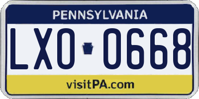 PA license plate LXO0668