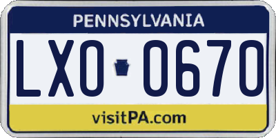 PA license plate LXO0670