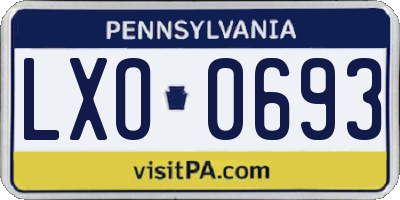 PA license plate LXO0693