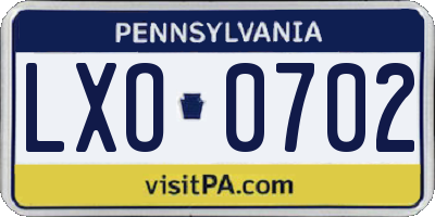 PA license plate LXO0702