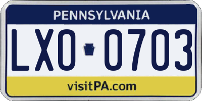 PA license plate LXO0703