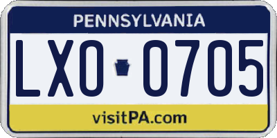 PA license plate LXO0705