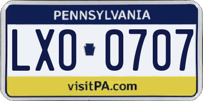 PA license plate LXO0707