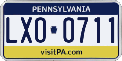 PA license plate LXO0711