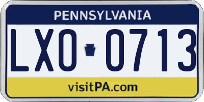 PA license plate LXO0713