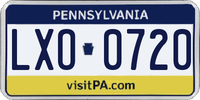 PA license plate LXO0720