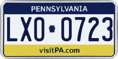 PA license plate LXO0723
