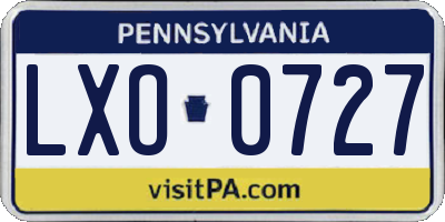 PA license plate LXO0727