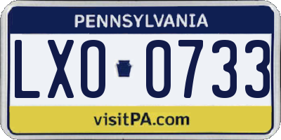 PA license plate LXO0733