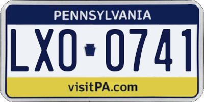 PA license plate LXO0741
