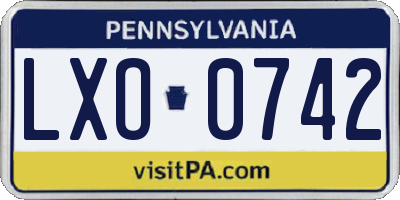 PA license plate LXO0742