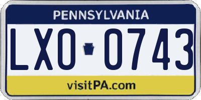 PA license plate LXO0743