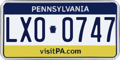 PA license plate LXO0747