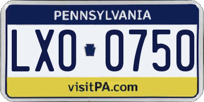 PA license plate LXO0750