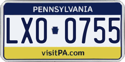 PA license plate LXO0755