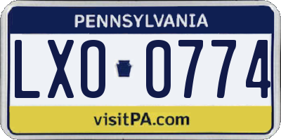 PA license plate LXO0774