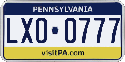 PA license plate LXO0777