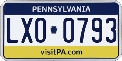 PA license plate LXO0793