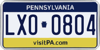 PA license plate LXO0804