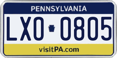 PA license plate LXO0805