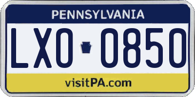 PA license plate LXO0850