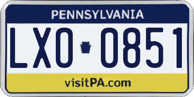 PA license plate LXO0851