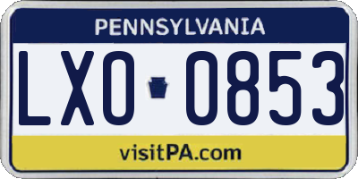 PA license plate LXO0853