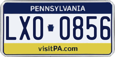 PA license plate LXO0856