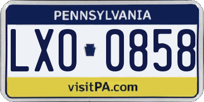 PA license plate LXO0858