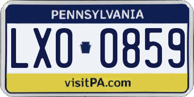 PA license plate LXO0859