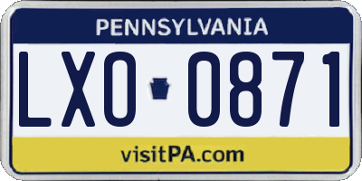 PA license plate LXO0871