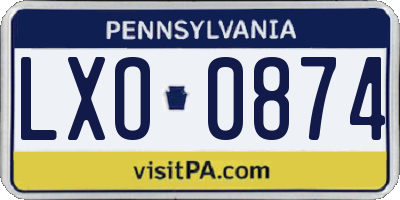 PA license plate LXO0874