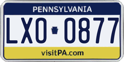 PA license plate LXO0877