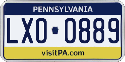 PA license plate LXO0889