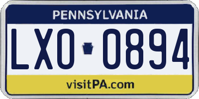 PA license plate LXO0894