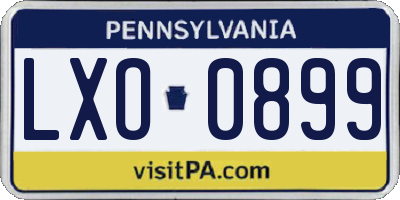 PA license plate LXO0899