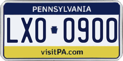 PA license plate LXO0900