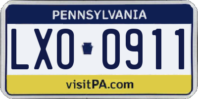 PA license plate LXO0911