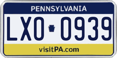 PA license plate LXO0939