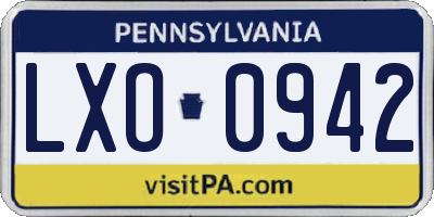 PA license plate LXO0942