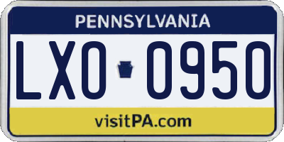 PA license plate LXO0950