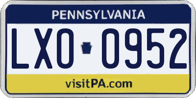 PA license plate LXO0952