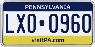 PA license plate LXO0960
