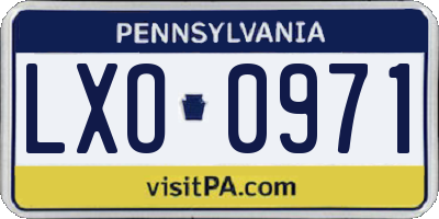 PA license plate LXO0971