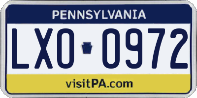 PA license plate LXO0972