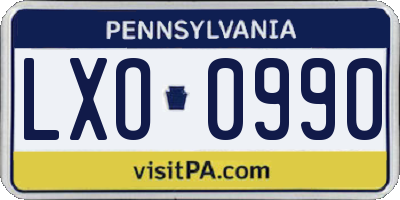 PA license plate LXO0990