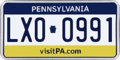 PA license plate LXO0991